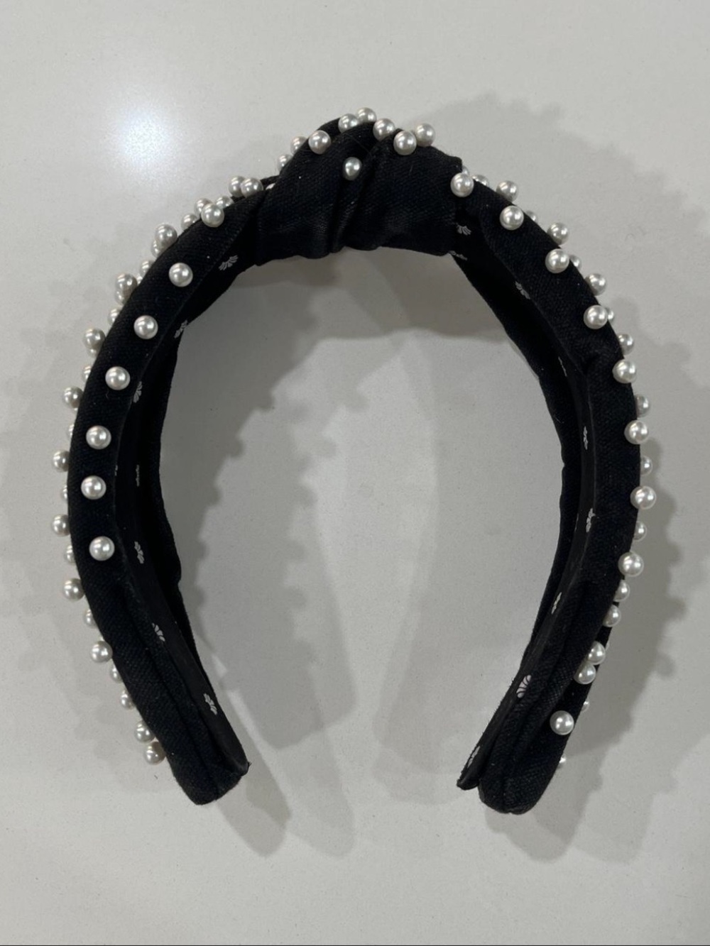 Lele Sadoughi Black Pearl-Studded Padded Headband